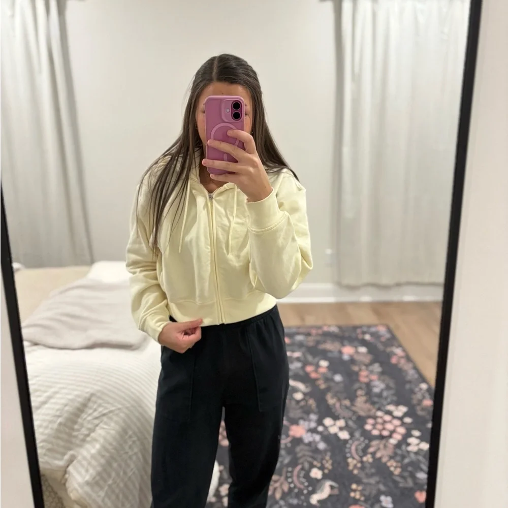 Athleta Yellow Forever Fleece Cropped Full Zip Size XXS - Picture 1 of 10